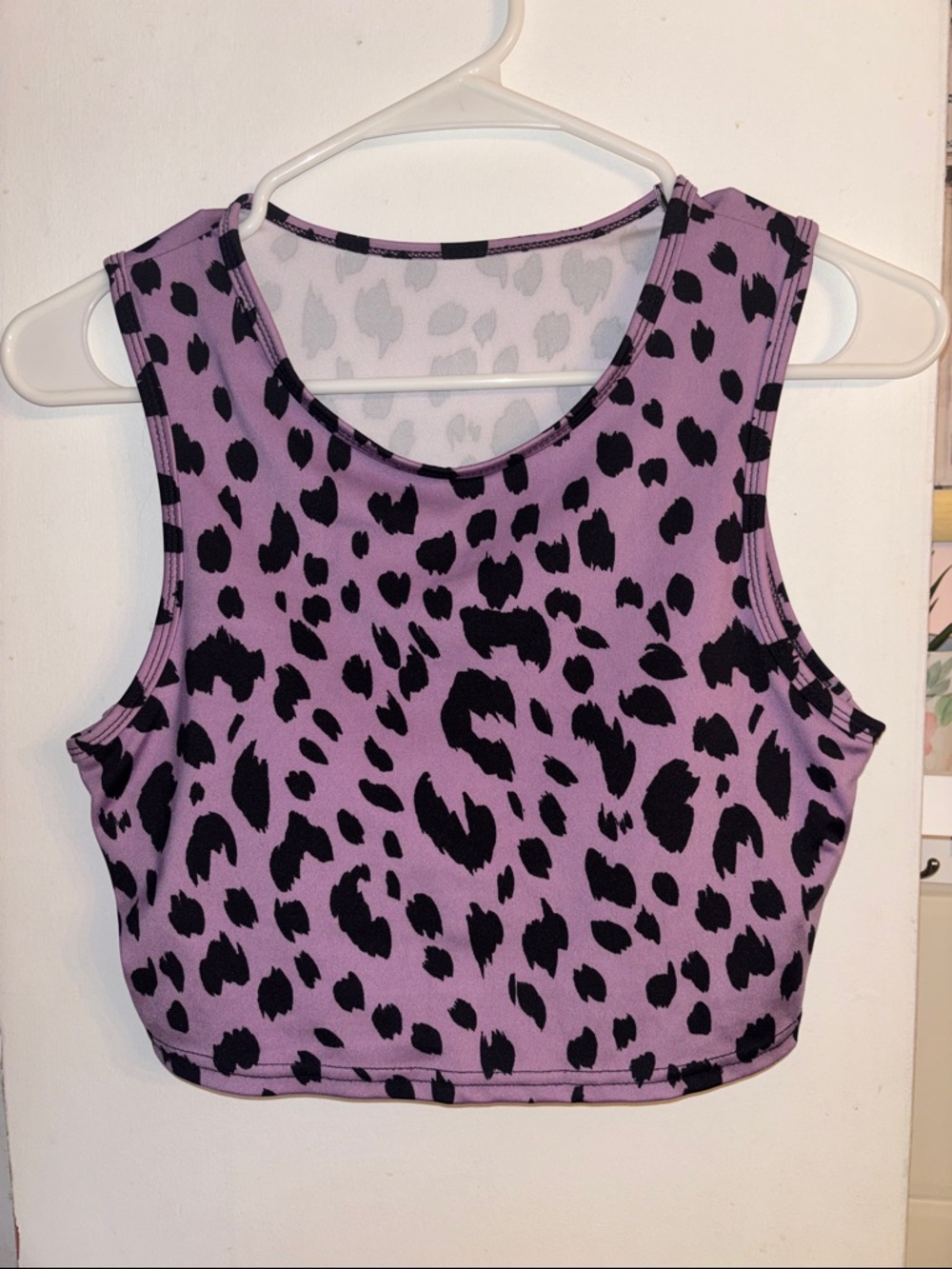 Nicole Miller Sport Lavender and Black Leopard Print Crop Top